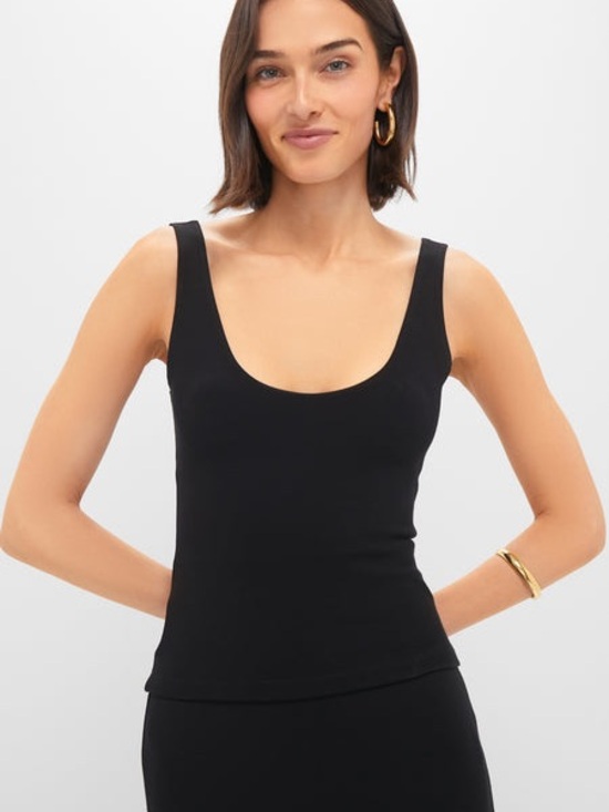 LESET Tops - Leset Black Rio Scoop Neck Ribbed Tank Top -